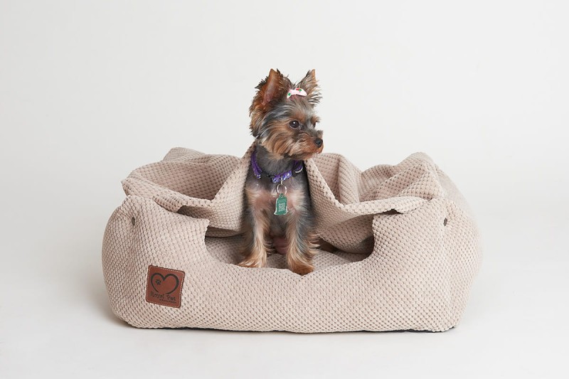 Legowisko Premium ecru Norka z dopinanym kocykiem .jpg