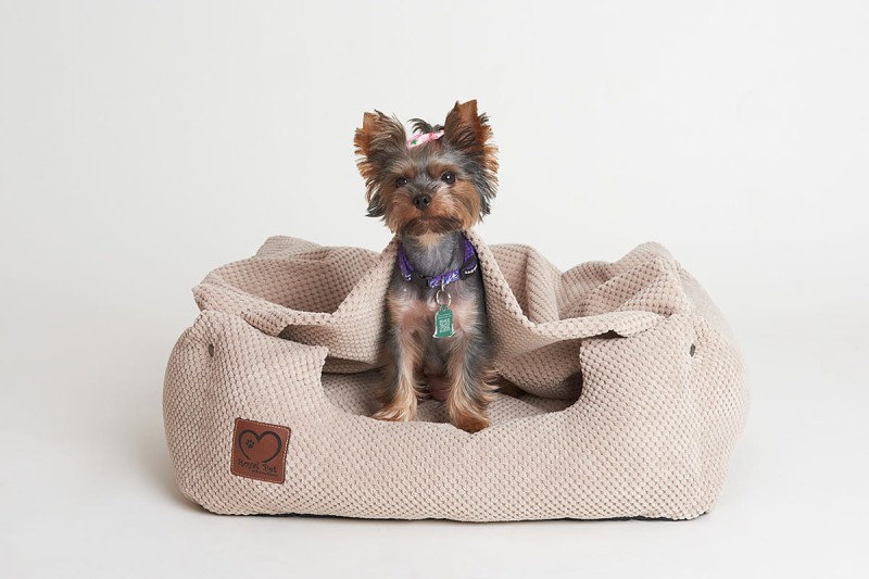 Legowisko Premium ecru z dopinanym kocykiem - Norka .jpg