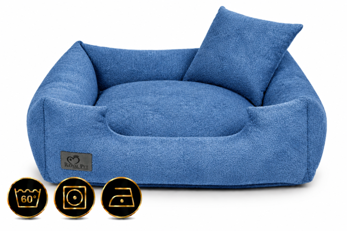 Niebieskie legowisko Miracle Royal Pet z ikonami pielęgnacji.png